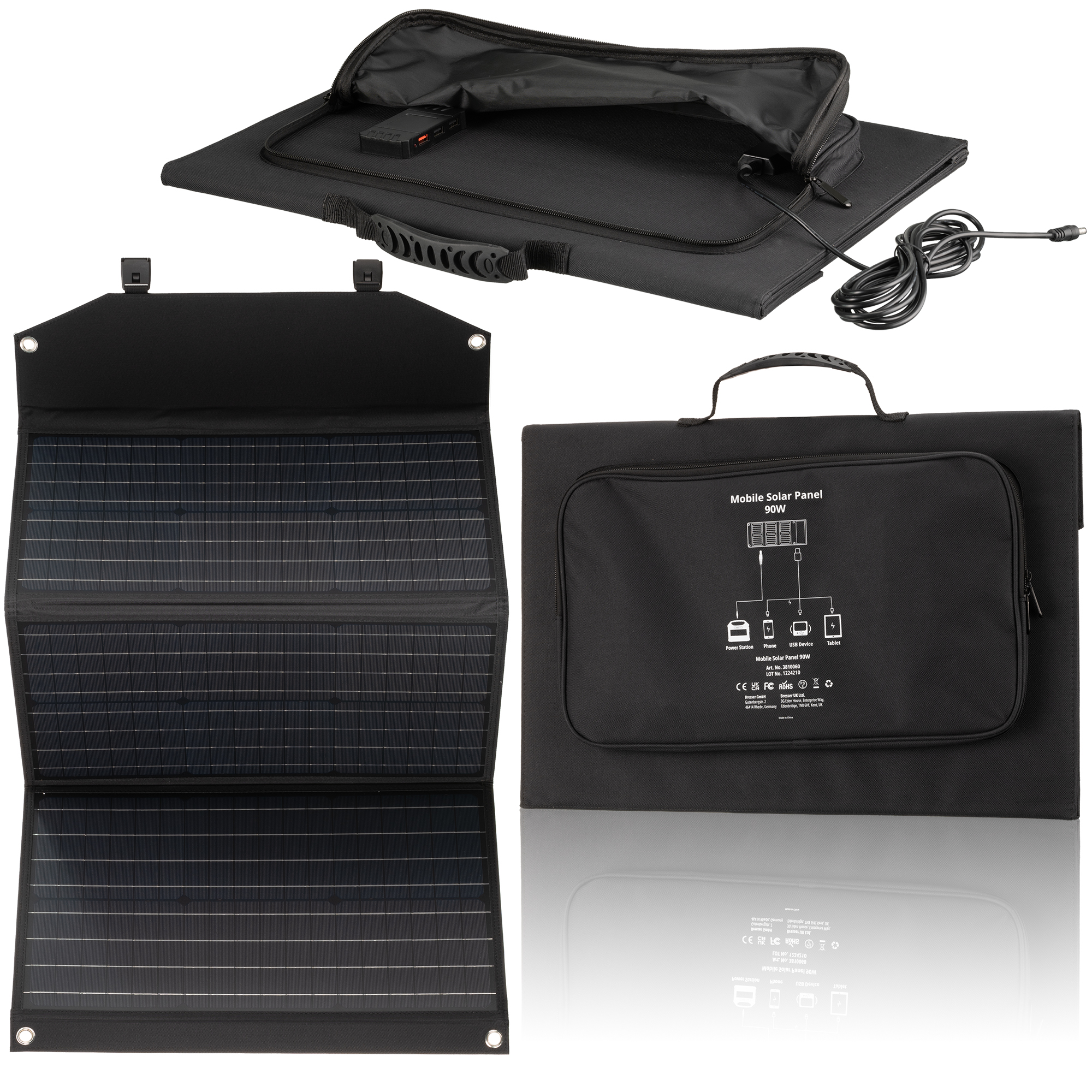 BRESSER Mobile Solar Charger 90 Watt with USB and DC output