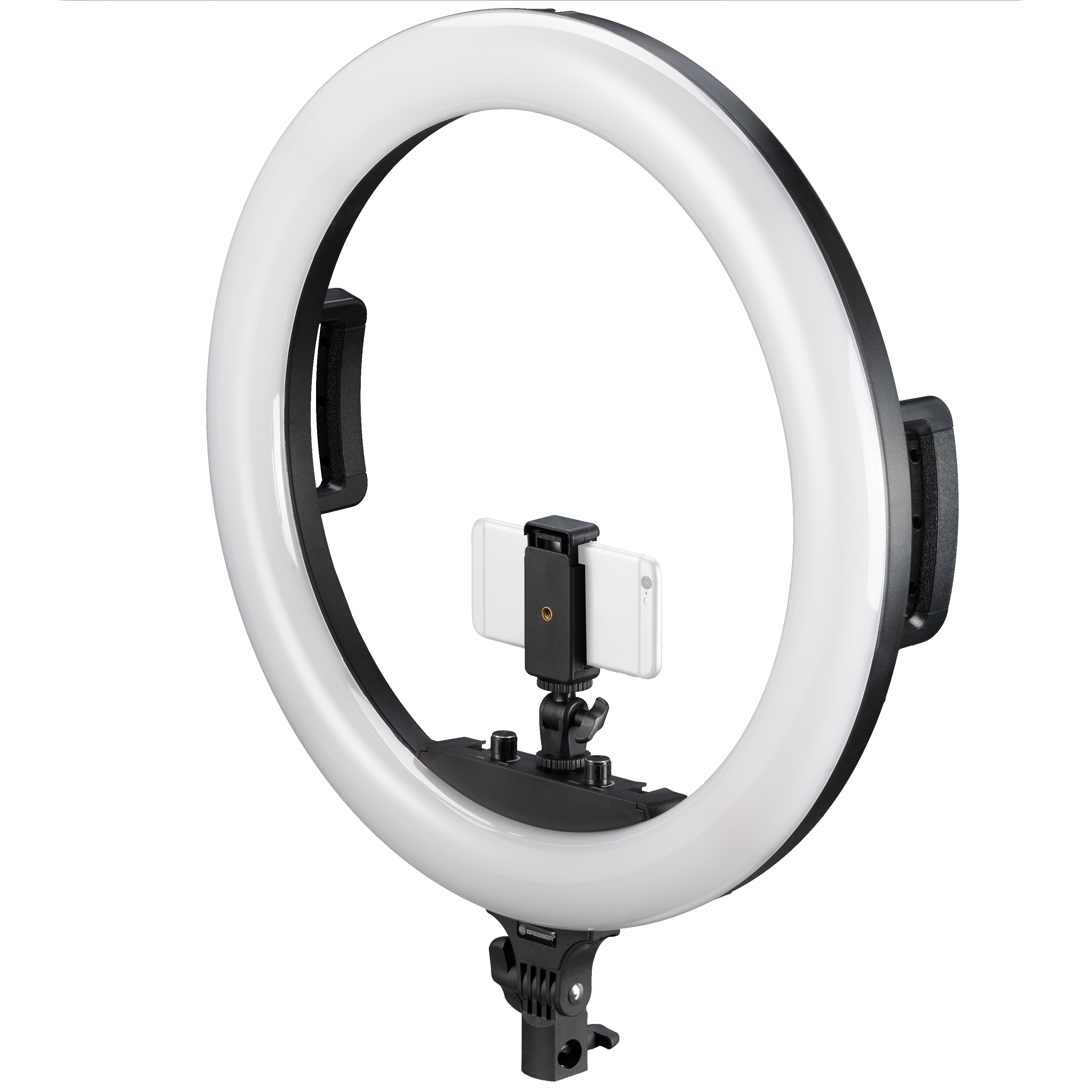 BRESSER STR-48B Bi-Color LED Ring Lamp 48W with Dimmer and Support for Camera and Smartphone