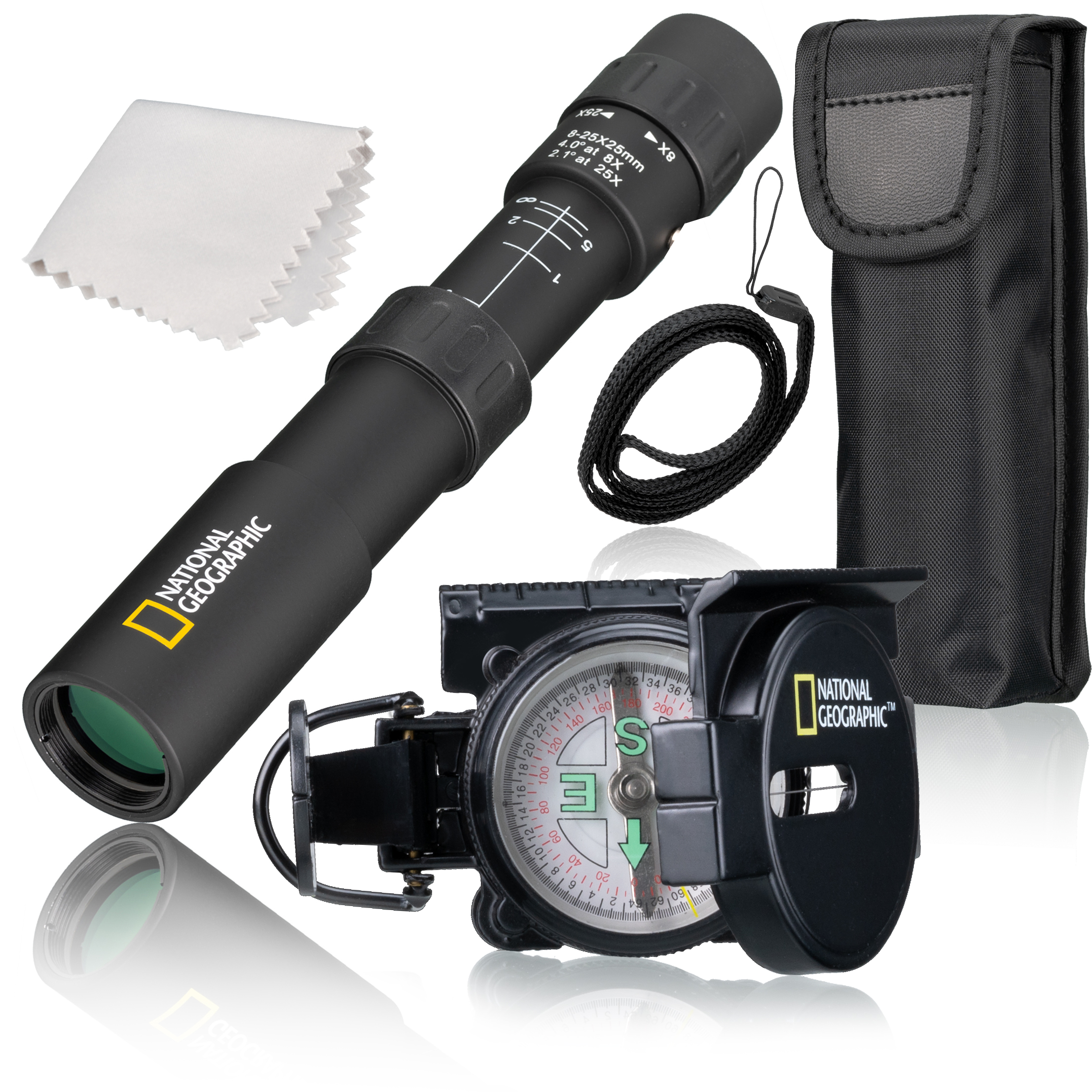 NATIONAL GEOGRAPHIC 8-25x25 Zoom Monocular + free NATIONAL GEOGRAPHIC Compass