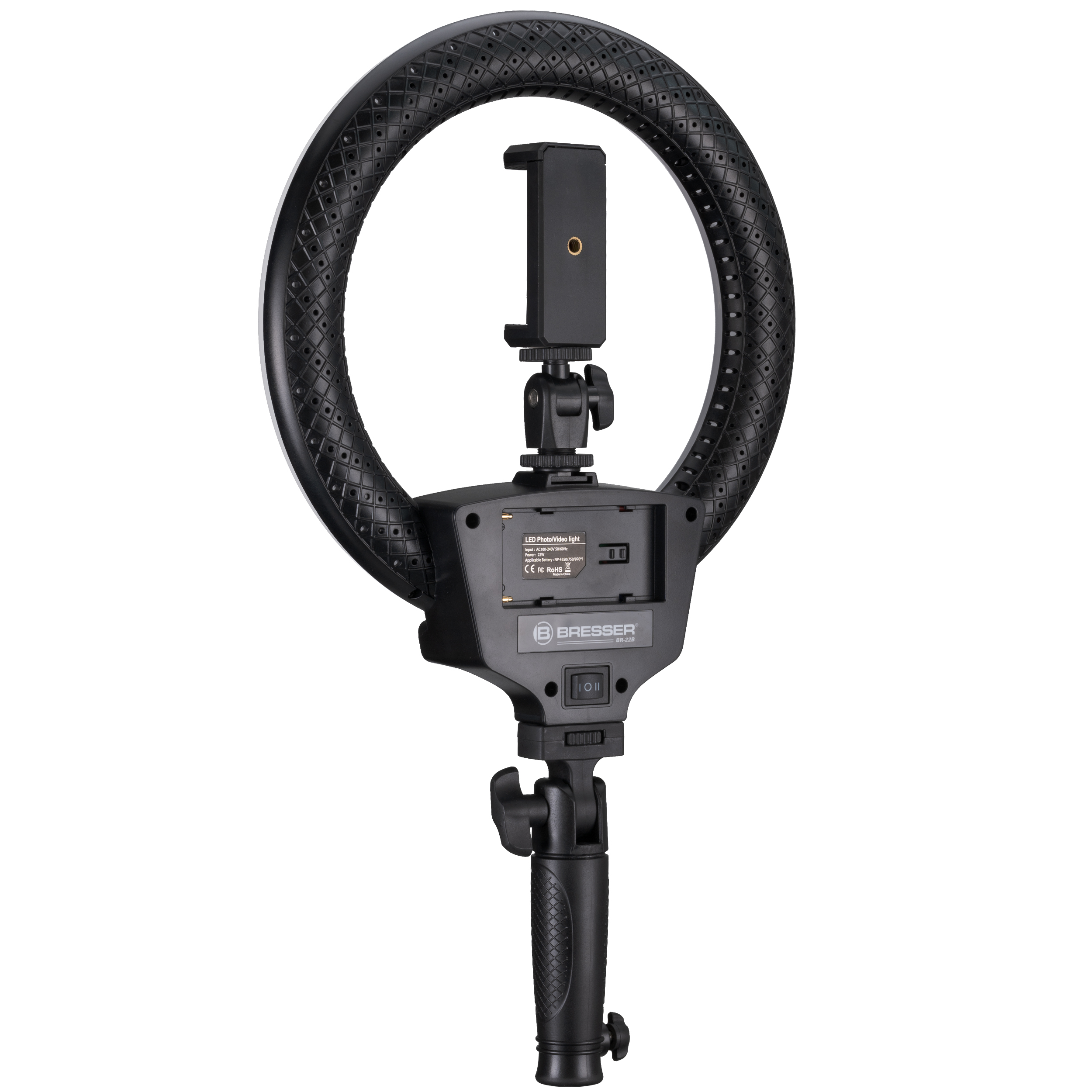 BRESSER BR-22B Bi-colour LED ring light with handle and tripod connection