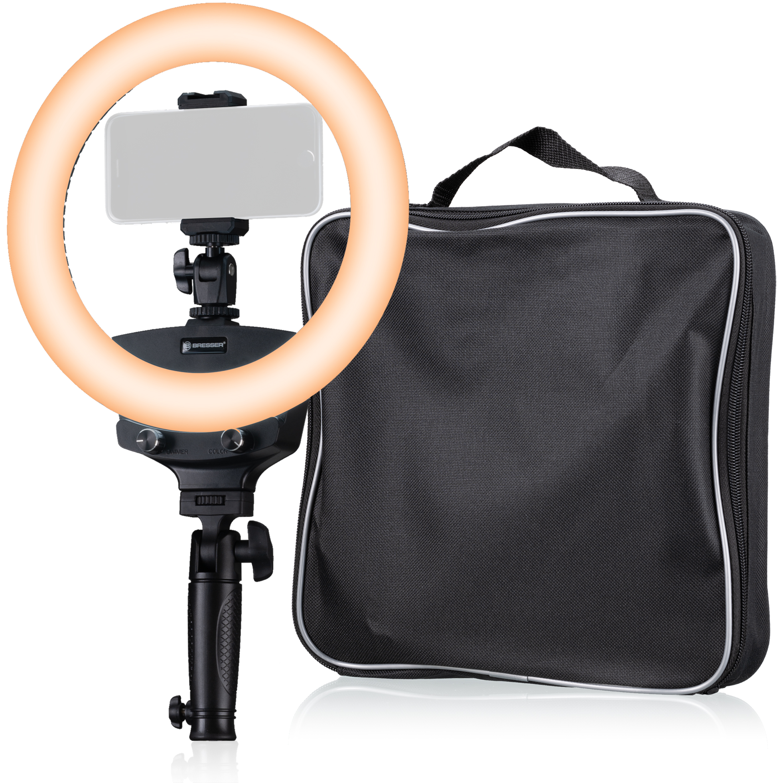 BRESSER BR-22B Bi-colour LED ring light with handle and tripod connection