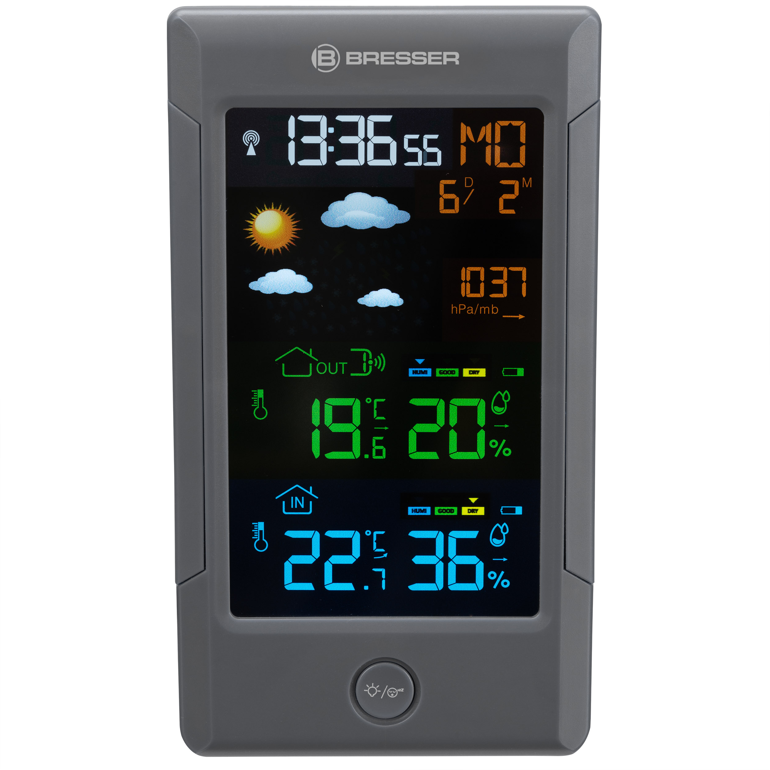 BRESSER ClimateTemp NBF Colour weather station with radio-controlled DCF clock