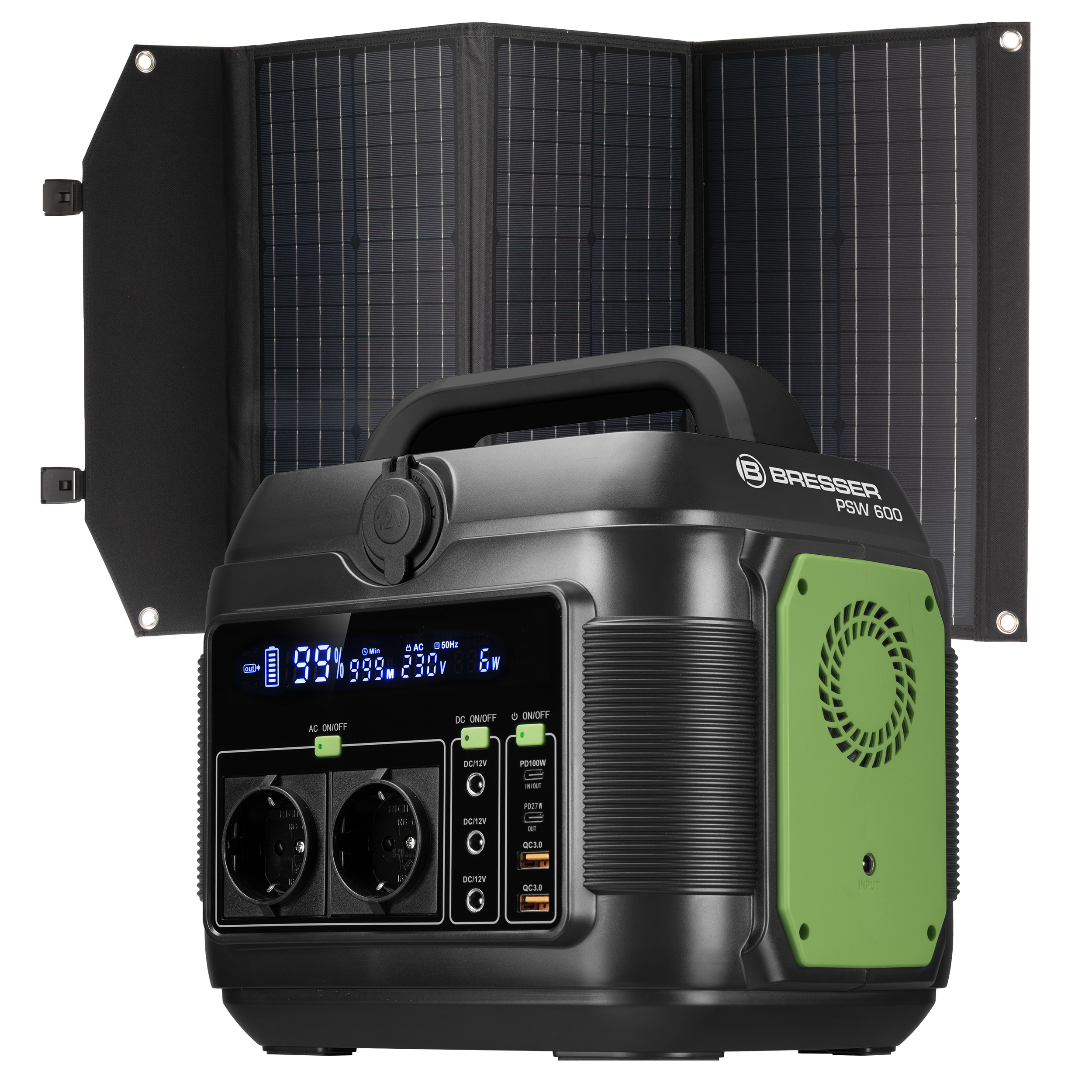 BRESSER Set Portable Power Station 600W + Solar Charger 90W