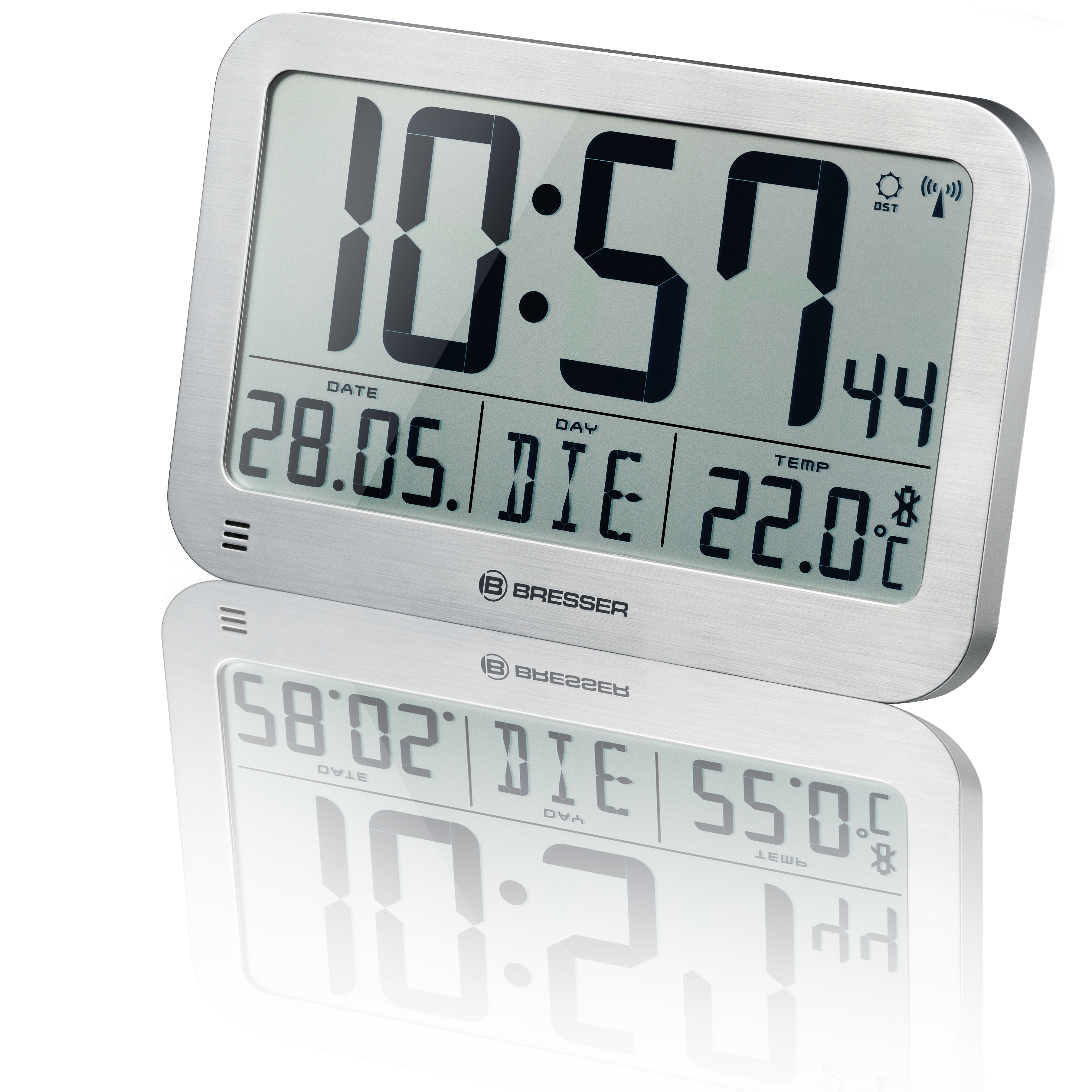 OPTUS MyTime MC LCD Wall /Table Clock silver 225x150mm (Refurbished)