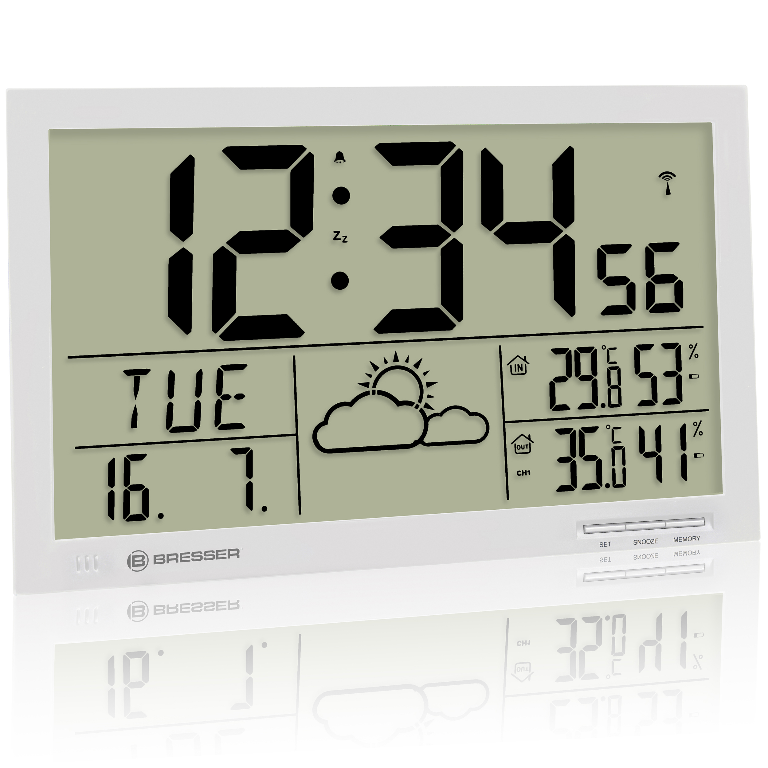 BRESSER MyTime Jumbo LCD Weather Wall Clock