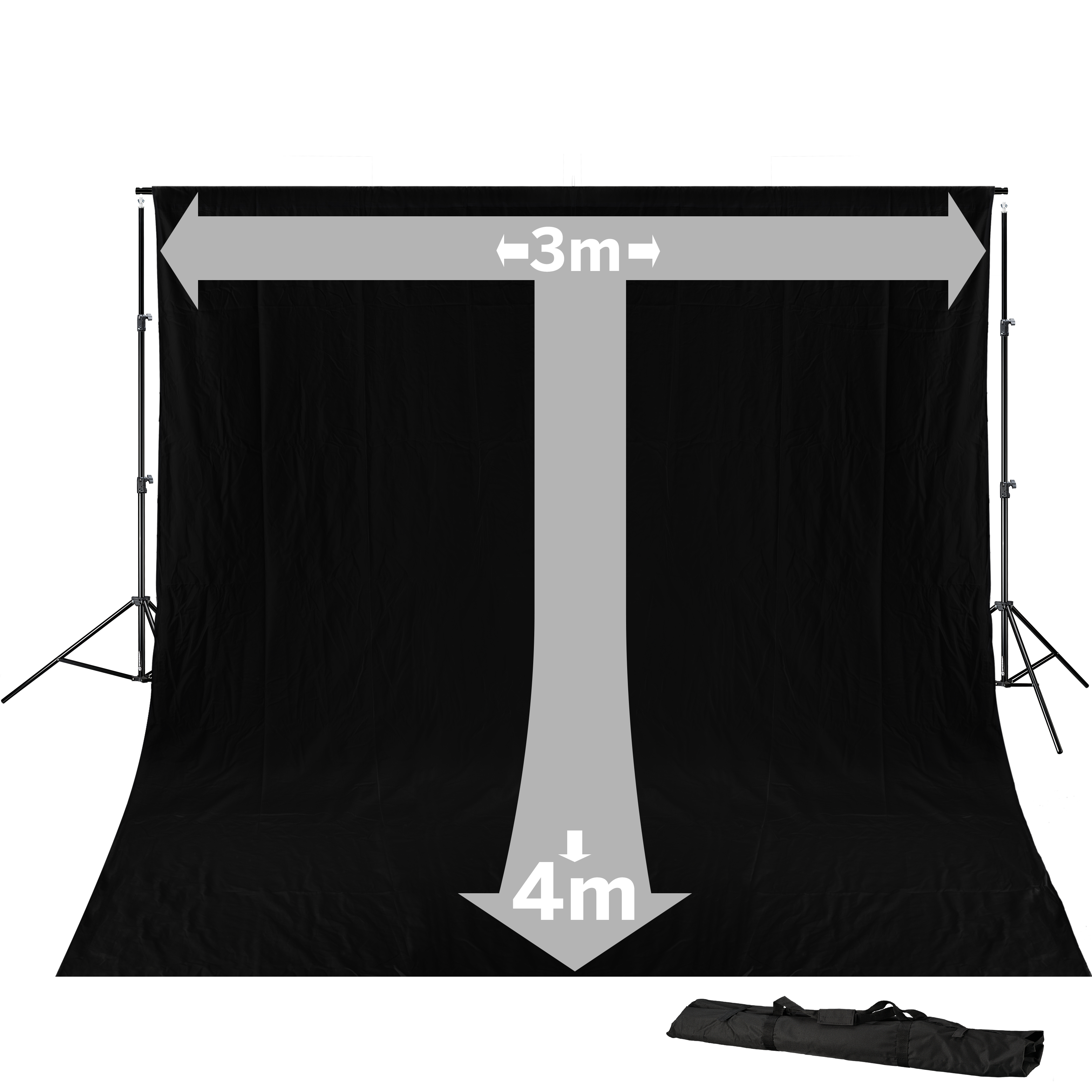 BRESSER BR-D23 Background System + Background Cloth 3 x 4m Black
