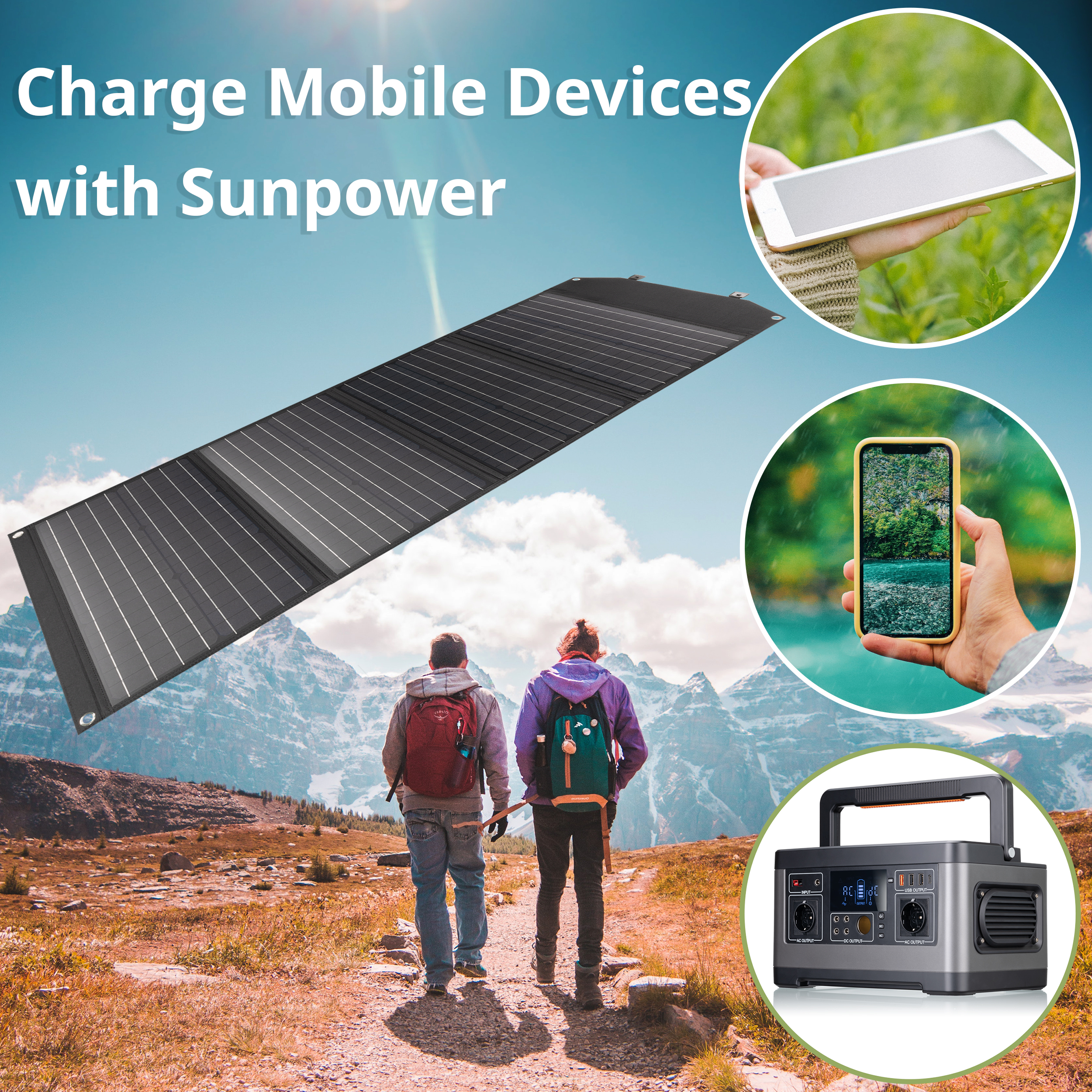 BRESSER Mobile Solar Charger 120 Watt with USB and DC output