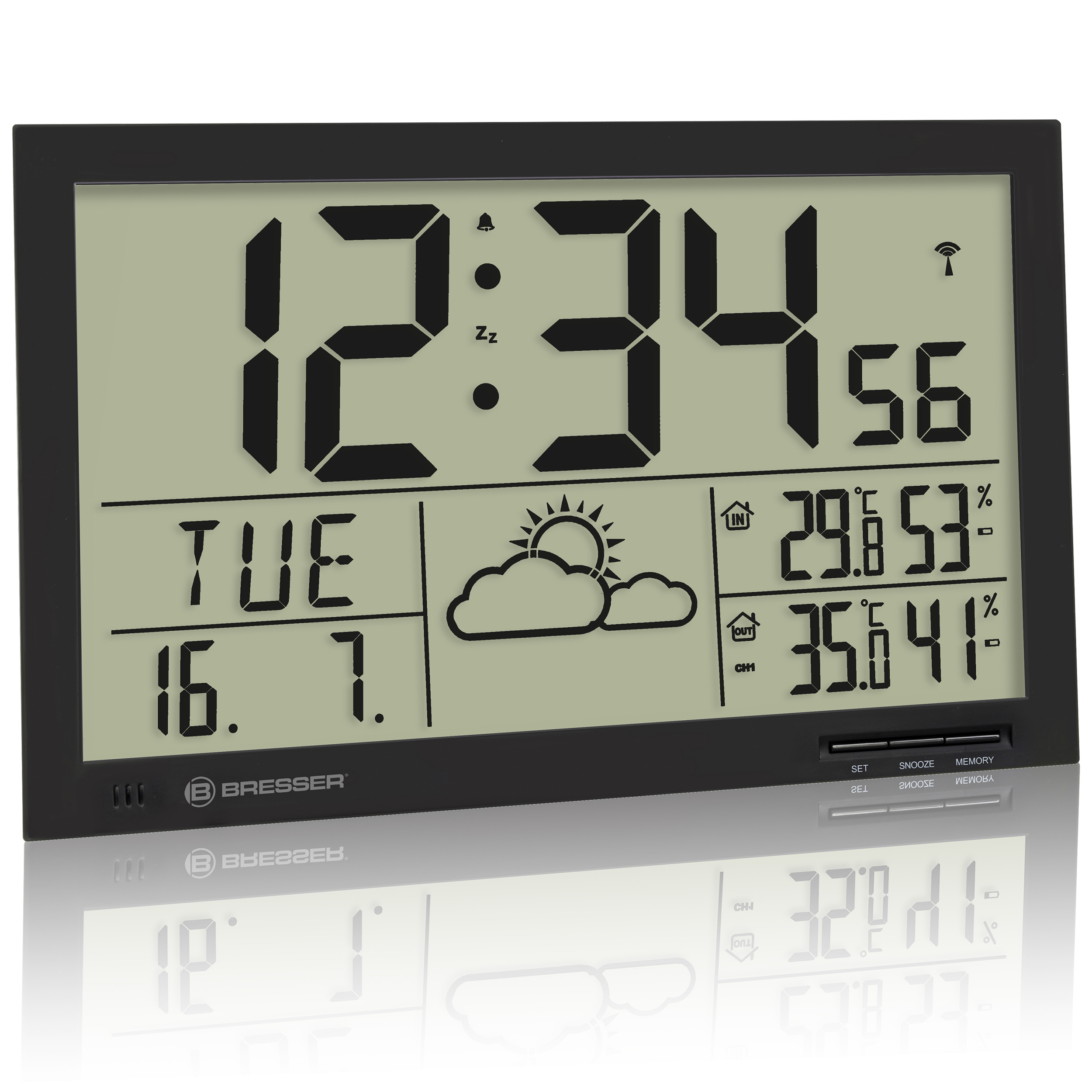 BRESSER MyTime Jumbo LCD Weather Wall Clock (Refurbished)