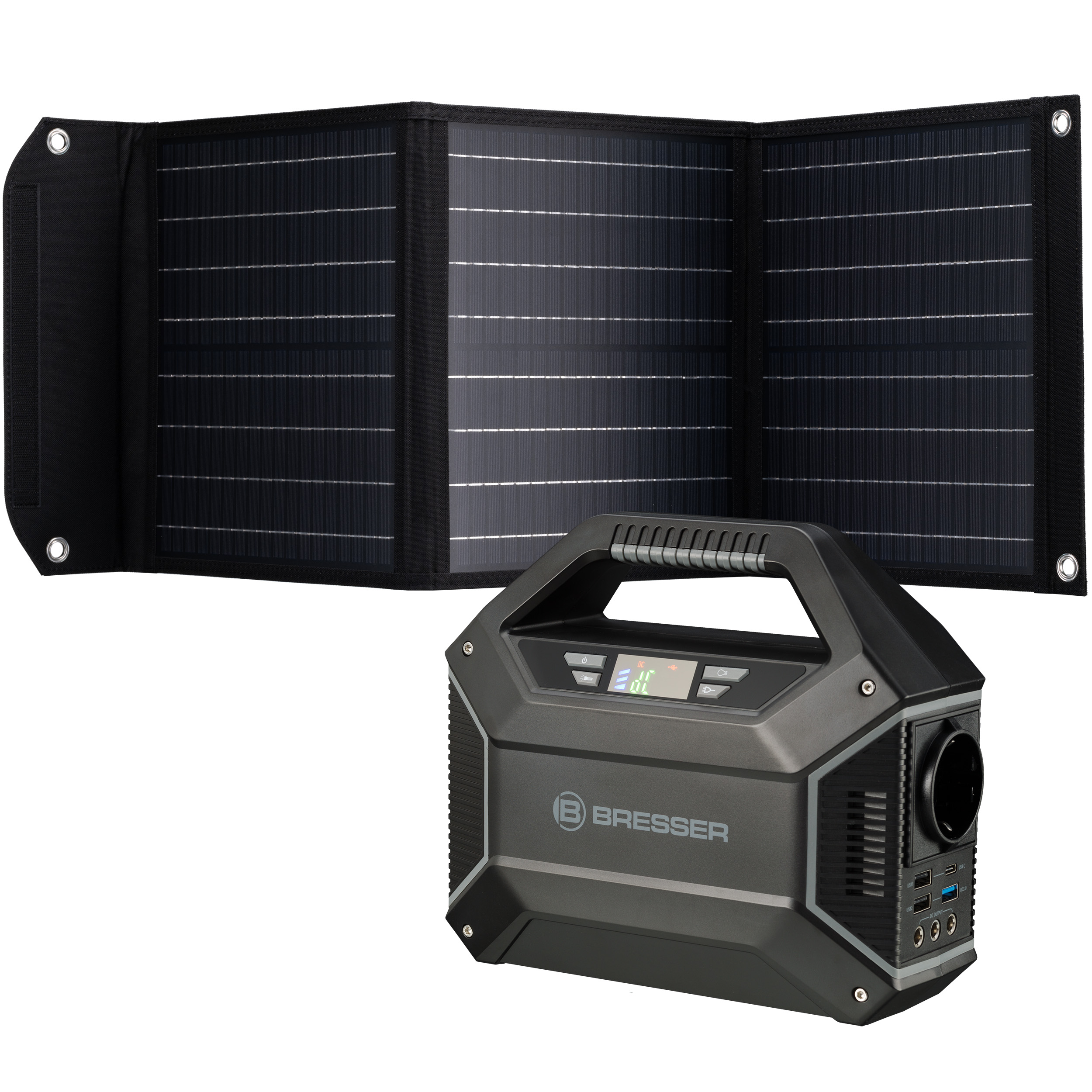 BRESSER Set Portable Power Supply 100W + Solar Panel 40W
