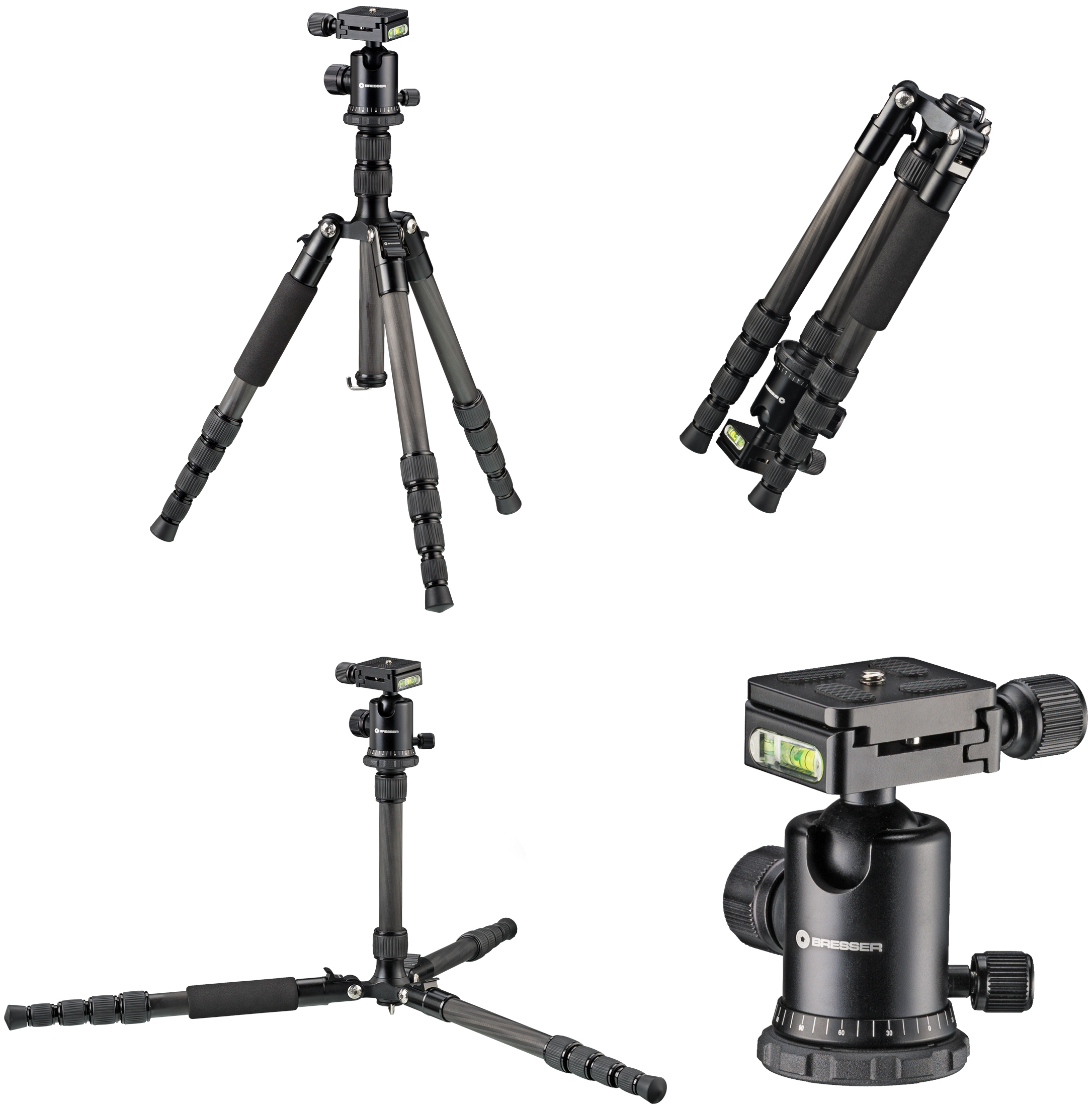 BRESSER BR-2205-N1 Carbon Photo Tripod up to 8 kg also usable as Ground Level Tripod