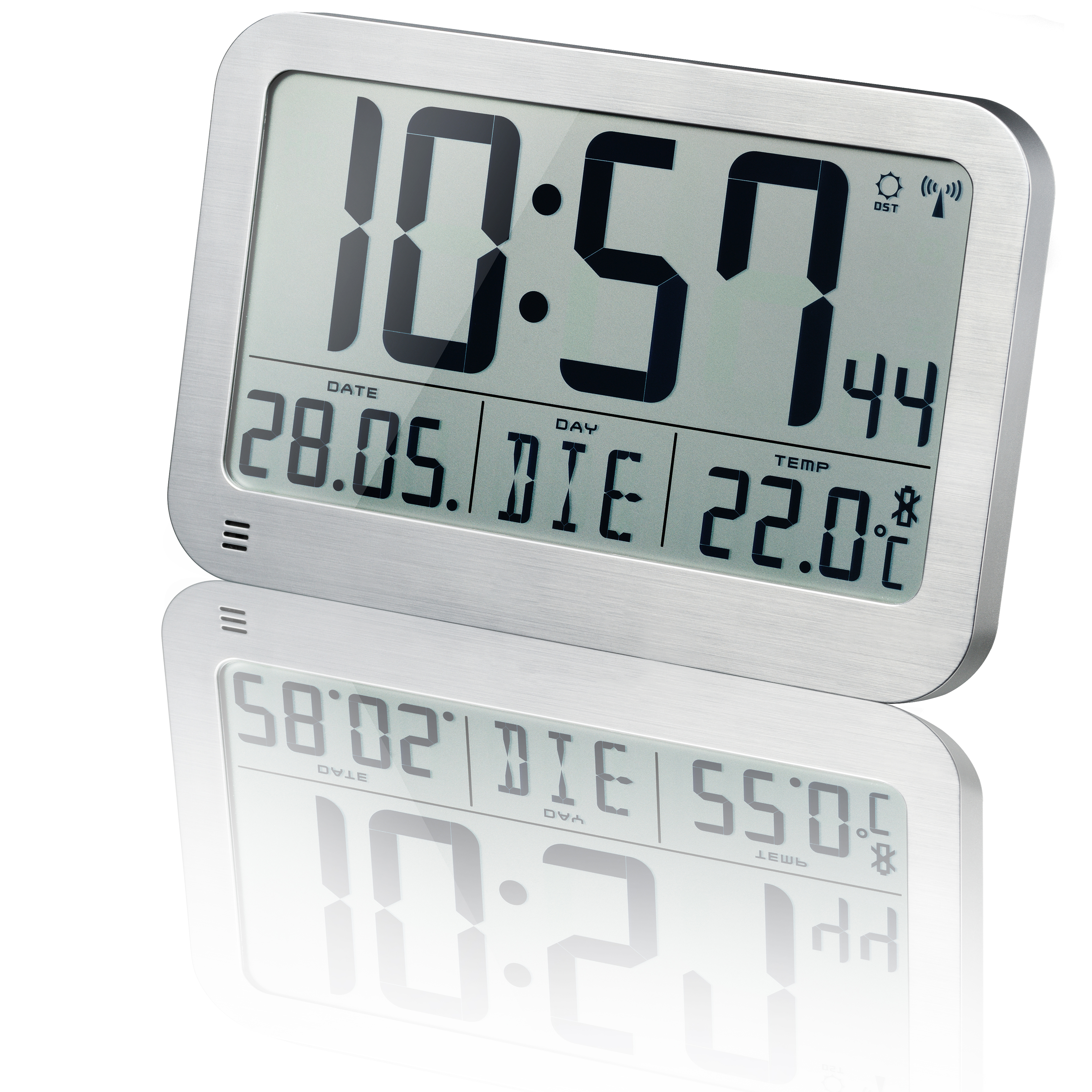 OPTUS MyTime MC LCD Wall /Table Clock silver 225x150mm