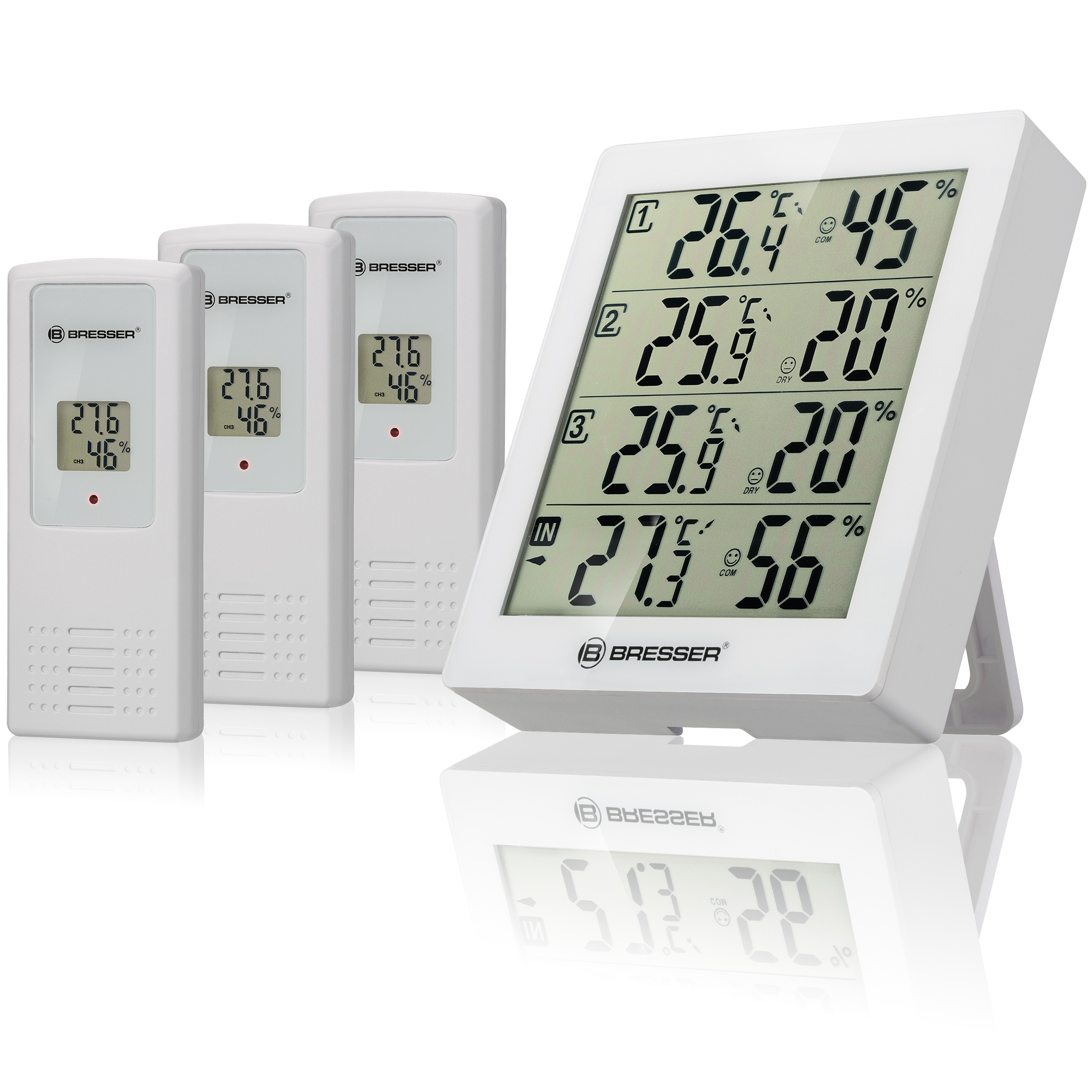 BRESSER ClimaTrend Hygro Quadro - Thermo- und Hygrometer mit 4 unabhängigen Messdaten (Refurbished)