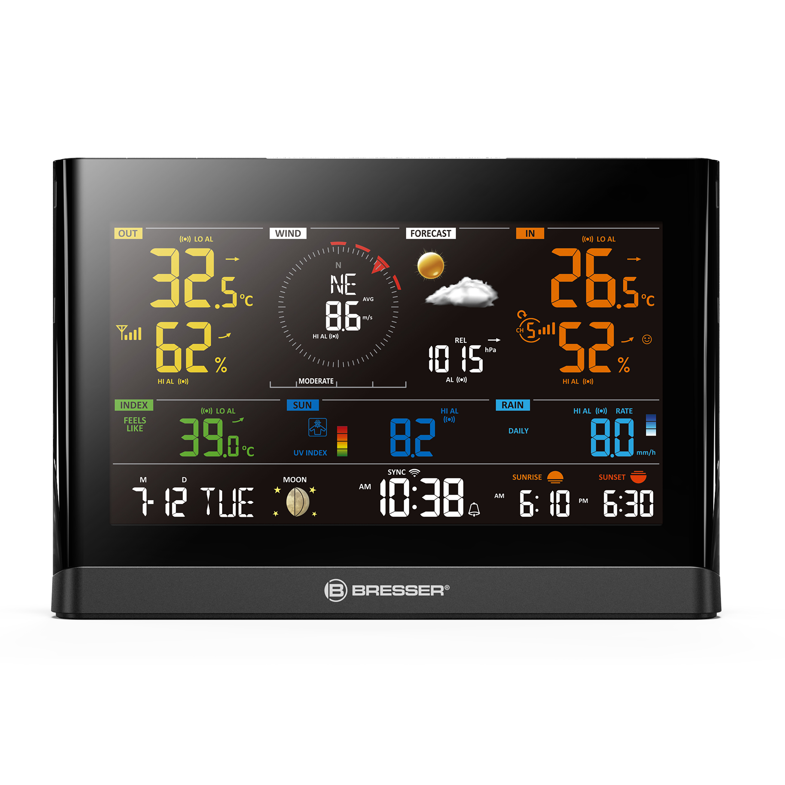 BRESSER WLAN Comfort Weather Station with 7-in-1 professional sensor and modern colour display