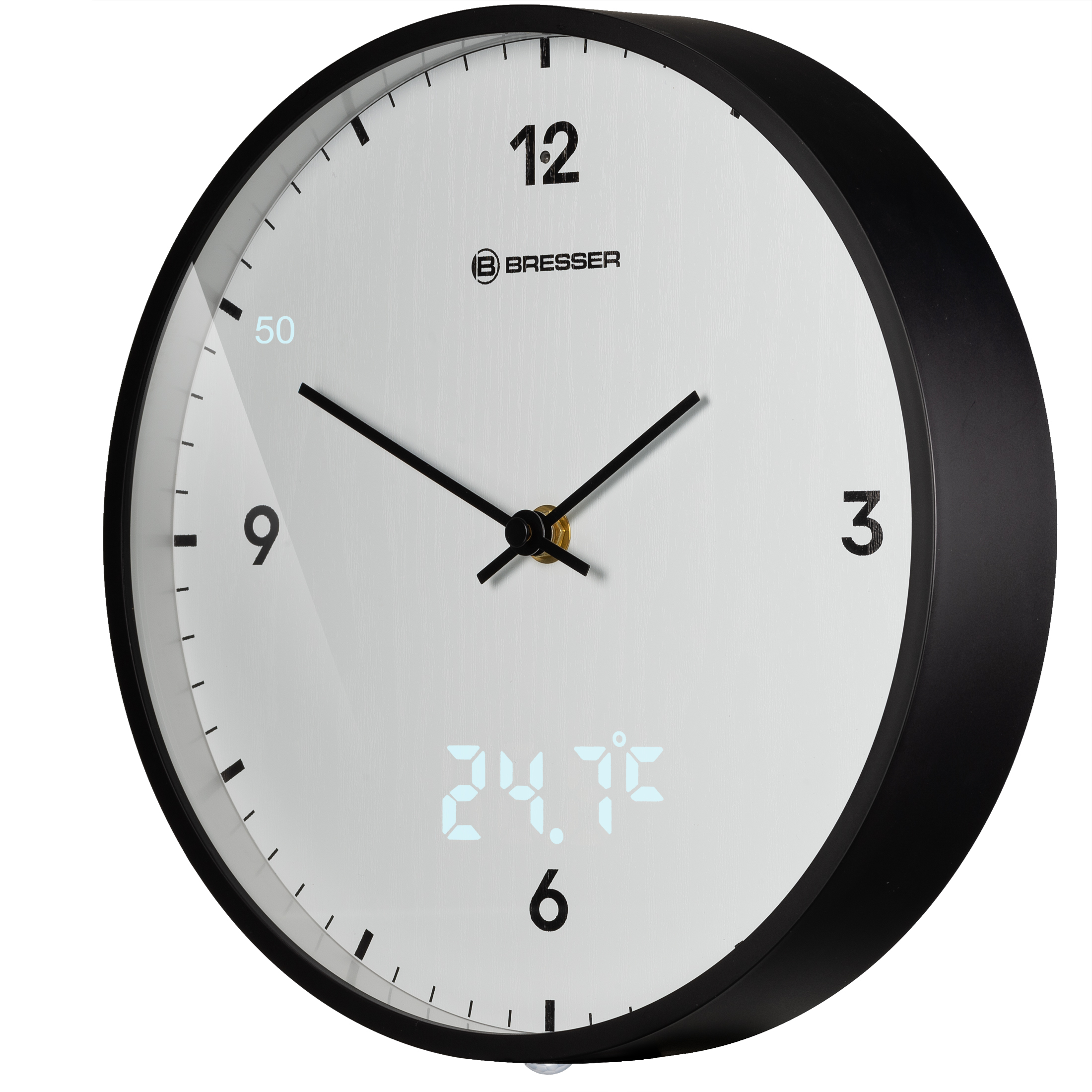 BRESSER MyTime LEDsec wall clock 24 cm with temperature display