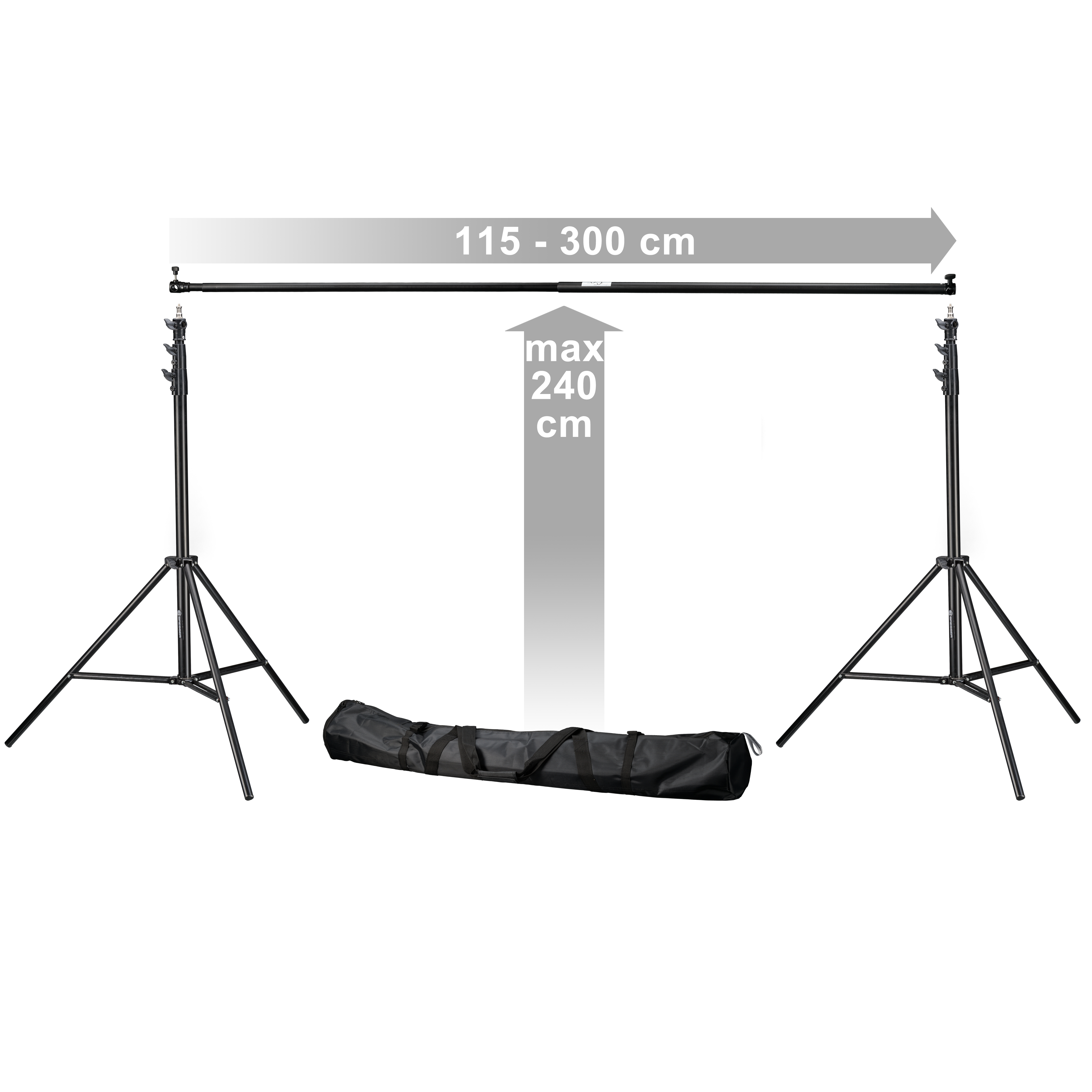 BRESSER BR-D24 Background System + Background Cloth 2,5 x 3m Black