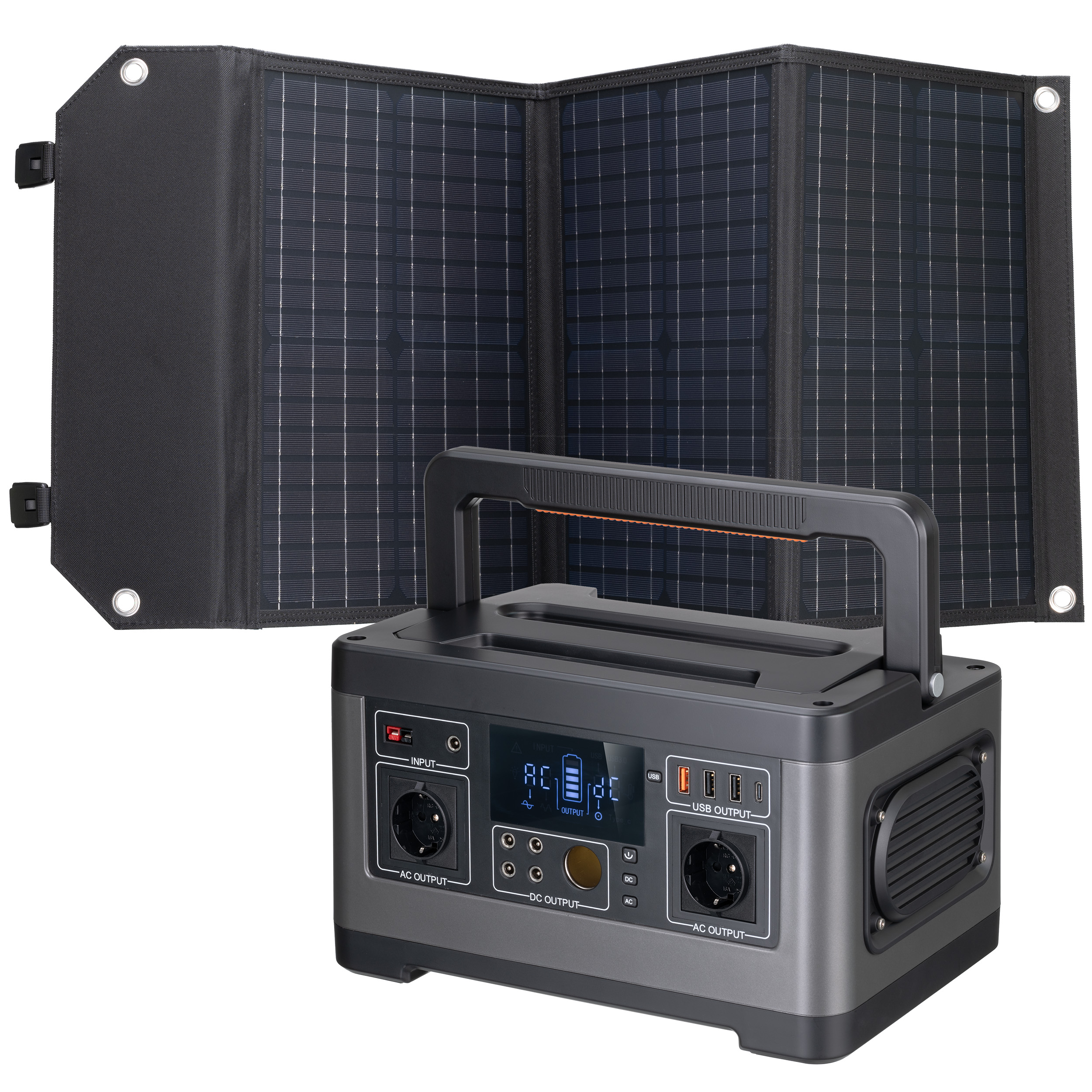 BRESSER Set Portable Power Station 500W + Solar Charger 60W