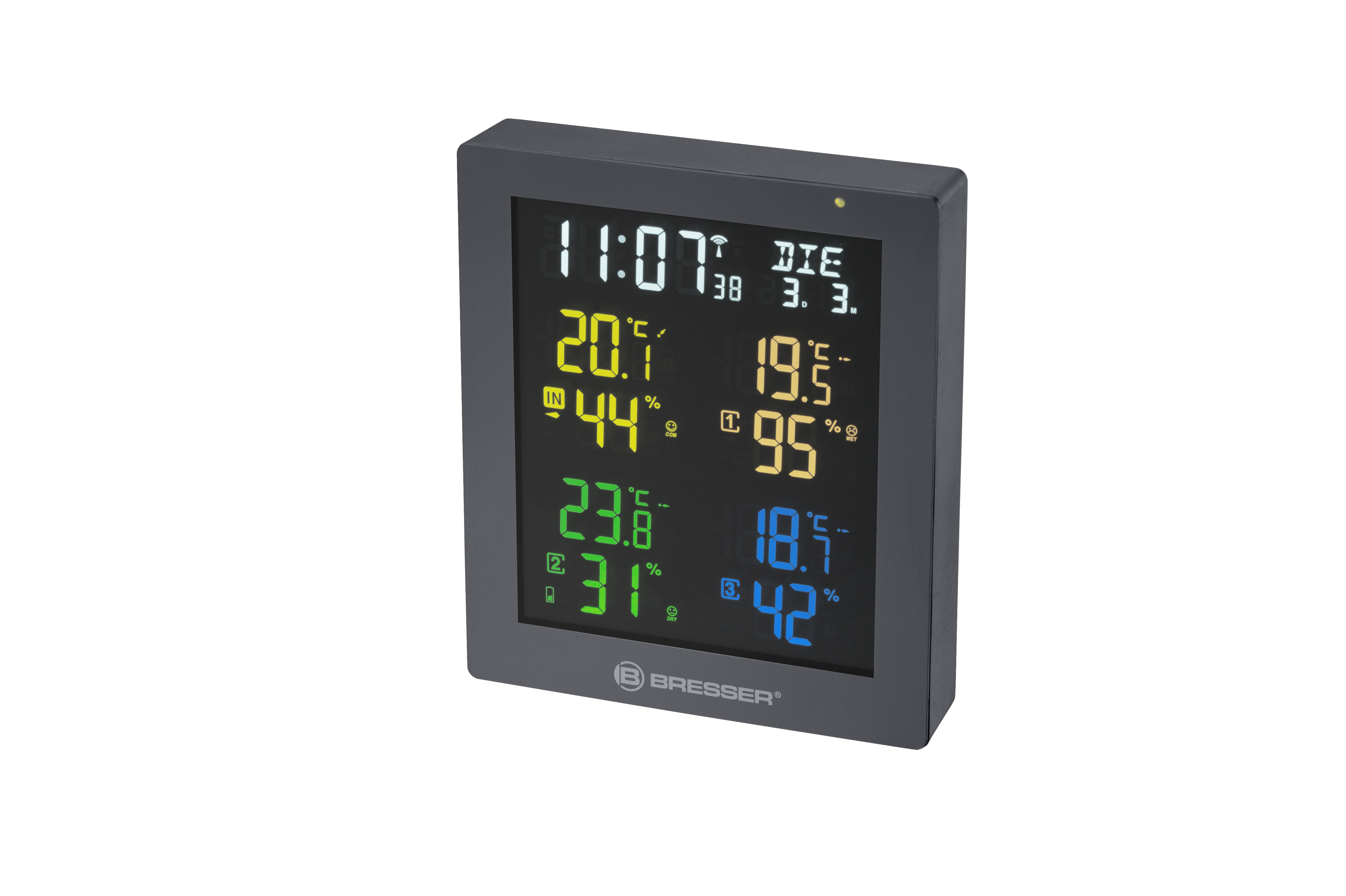 ClimaTrend Hygro Quadro Colour Thermo- / Hygrometer with 3 additional Sensors (Refurbished)