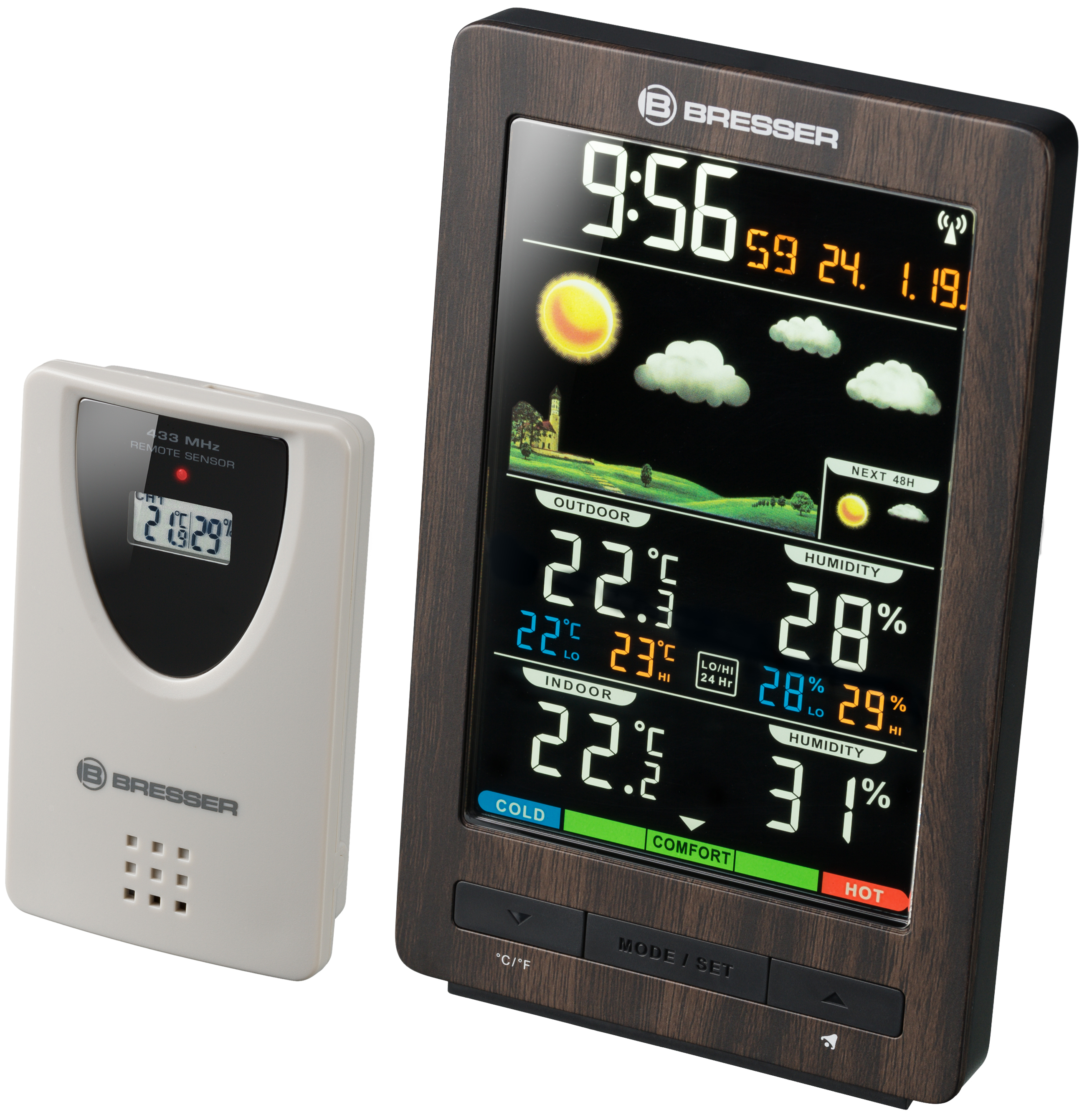 BRESSER ClimaTrend WS Weather Station with Colour Display in wooden Design (Refurbished)