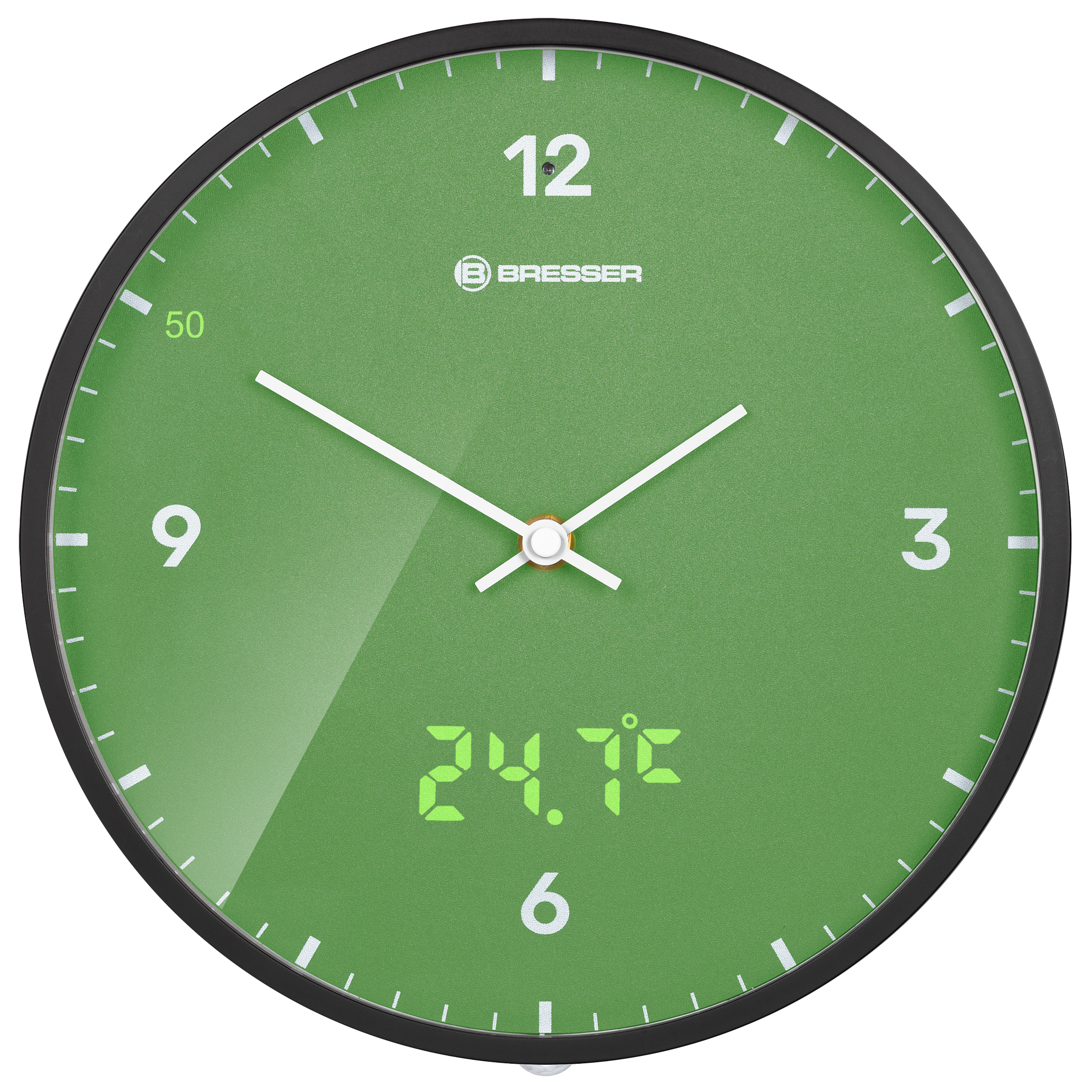 BRESSER MyTime LEDsec wall clock 24 cm with temperature display (Refurbished)
